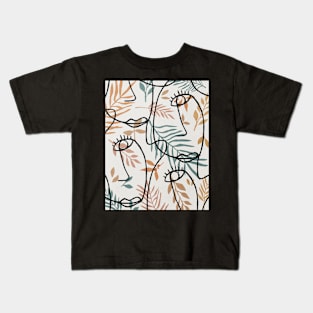 Plants and faces, abstract mid century art Kids T-Shirt